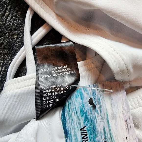 White Retro V-Neck One Piece Bathing Suit - Picture 10 of 10